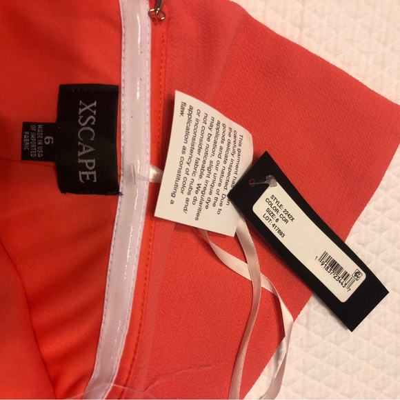 NWT Xscape Crepe Bustier Ruffle Coral Size 7 - Picture 6 of 7